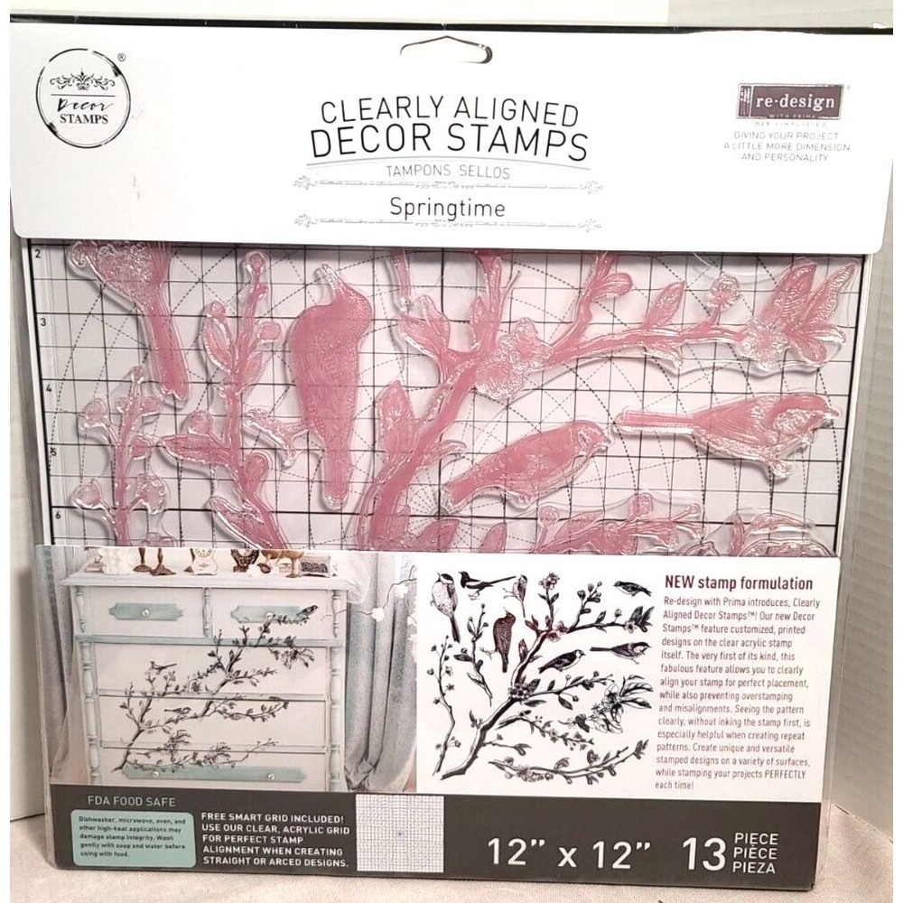 NEW Springtime Decor Stamp SET Redesign With Prima Birds Flowers Branches